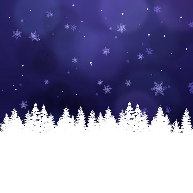 Diseño de fondo navideño con nieve y árboles