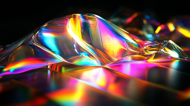 Diseño de fondo negro de arco iris abstracto renderizado en 3D
