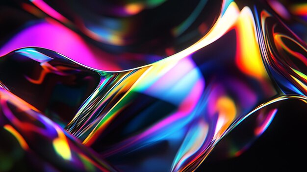Diseño de fondo negro de arco iris abstracto renderizado en 3D