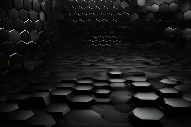 Diseño de fondo oscuro negro hexagonal ar c