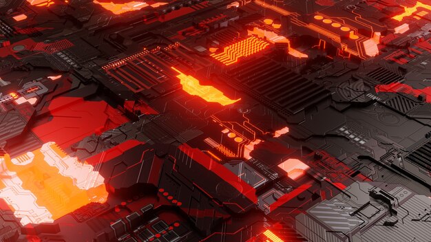 Diseño de fondo de papel de pared con ilustración de la tecnología de chipset sin costura de la placa base