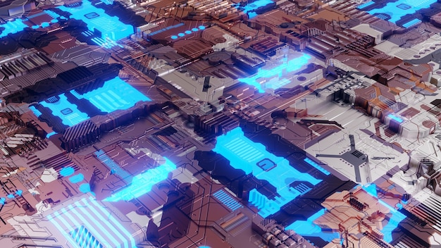 Diseño de fondo de papel de pared con ilustración de la tecnología de chipset sin costura de la placa base