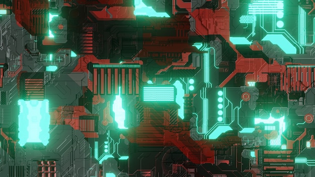 Diseño de fondo de papel de pared con ilustración de la tecnología de chipset sin costura de la placa base