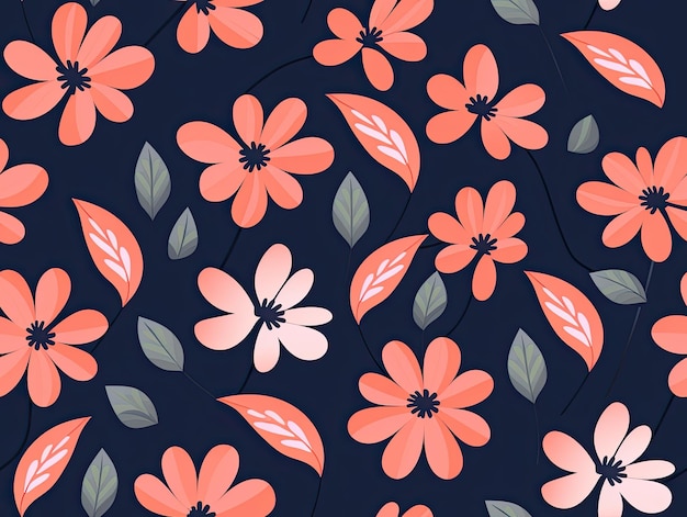 Foto diseño de fondo de papel tapiz de ilustración de flores de patrón botánico inconsútil ia generativa
