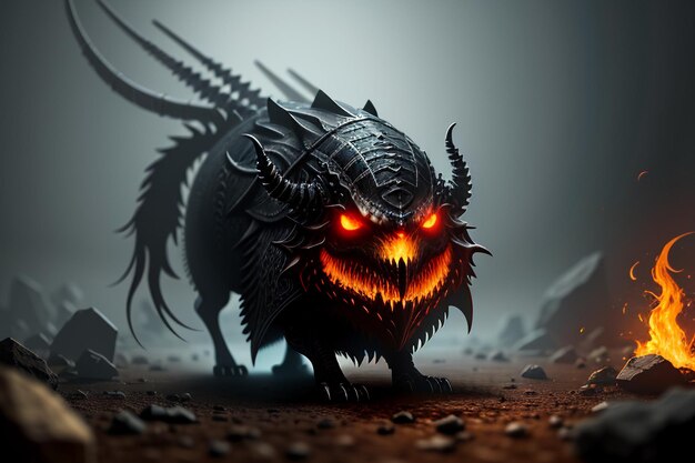 Diseño de fondo de papel tapiz de ilustración de personaje de juego de muerte de monstruo peligroso monstruo de terror