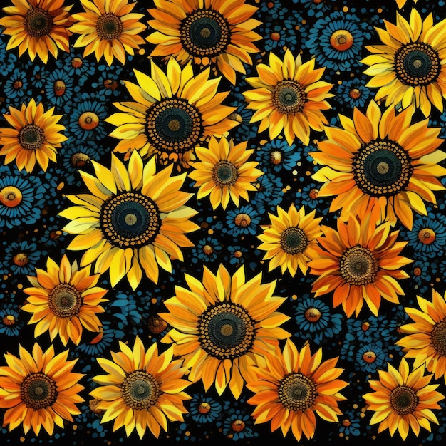 Diseño de fondo de patrón floral de girasol diseño de patrón con girasol