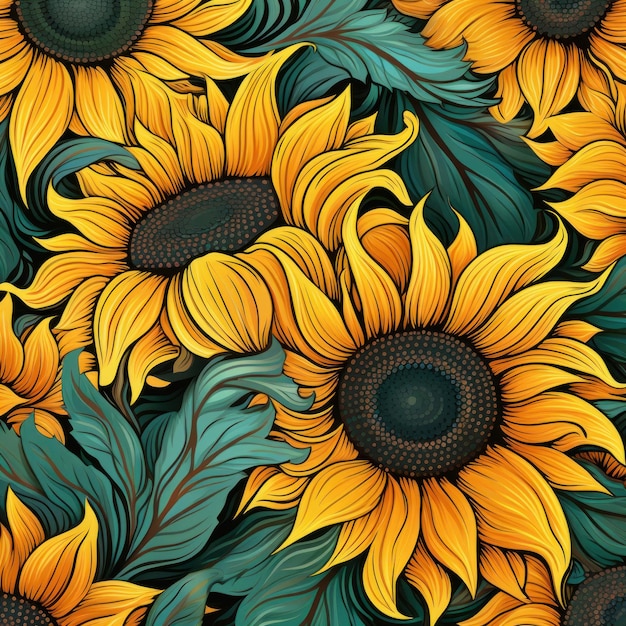 Diseño de fondo de patrón floral de girasol diseño de patrón con girasol