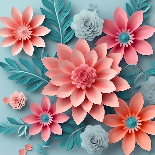 diseño de fondo patrón de flores 3D