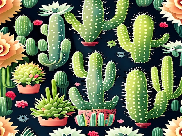 Diseño de fondo de patrones sin fisuras de cactus