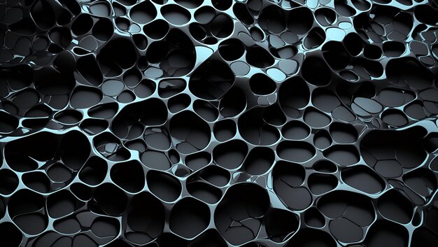 Diseño de fondo de patrones superpuestos de textura voronoi 3d de color negro abstracto