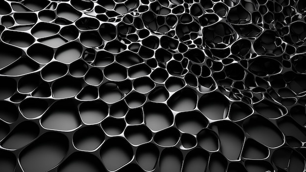 Diseño de fondo de patrones superpuestos de textura voronoi 3d de color negro abstracto