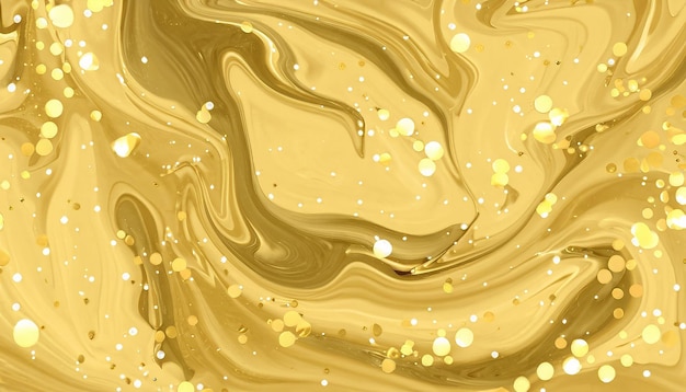 Diseño de fondo de pintura de mármol líquido con textura de polvo de brillo dorado