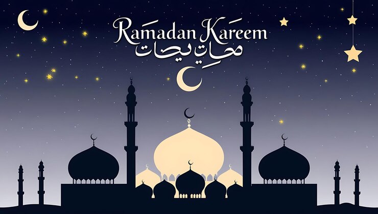 Diseño de fondo plano de Ramadán con ai