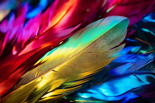 Foto diseño de fondo de plumas coloridas