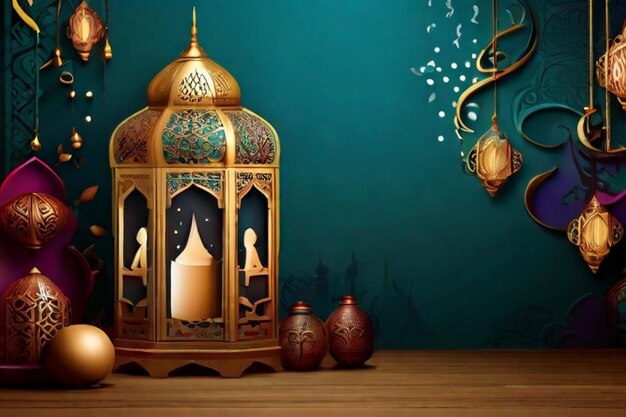 Foto diseño de fondo de ramadan karim con exhibición islámica