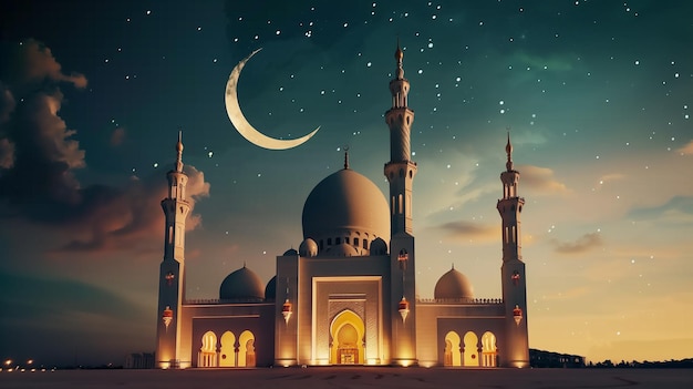 Diseño de fondo de saludo de la fiesta religiosa islámica Eid Mubarak