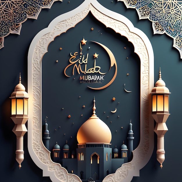 Diseño de fondo para una tarjeta de Eid Mubarak