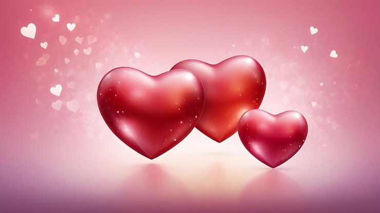 Diseño de fondo de Valentines con una ilustración vectorial romántica con dos corazones rojos