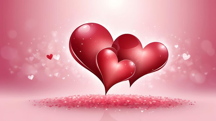 Diseño de fondo de Valentines con una ilustración vectorial romántica con dos corazones rojos
