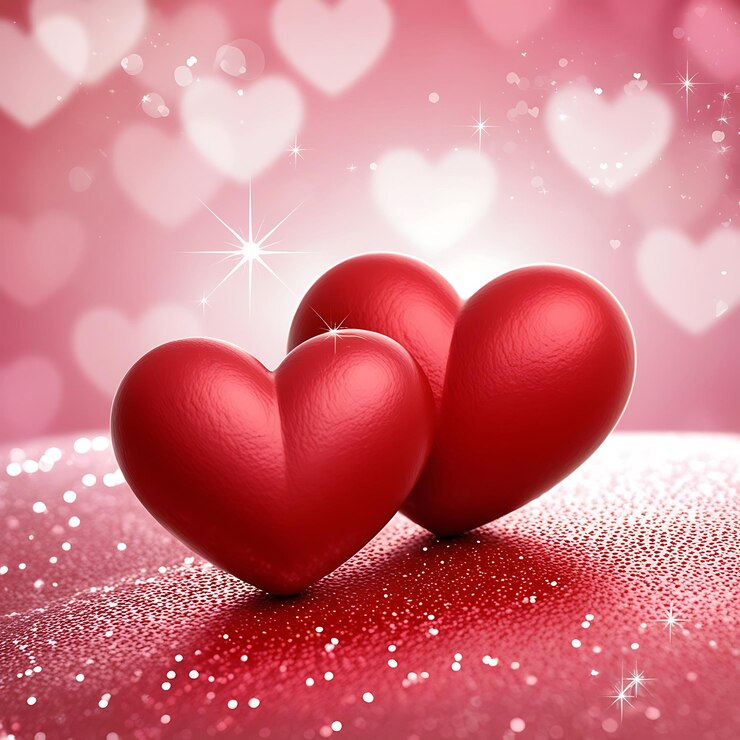 Diseño de fondo de Valentines con una ilustración vectorial romántica con dos corazones rojos