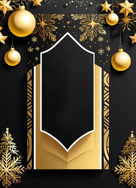 Diseño de fondo de volante de Navidad negro y dorado.