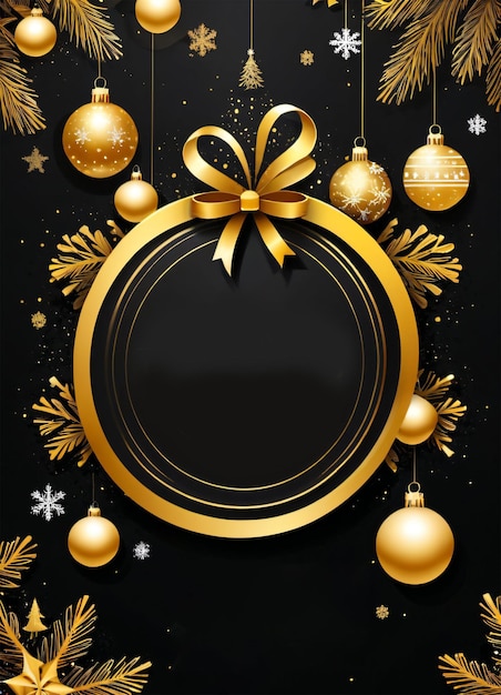 Diseño de fondo de volante de Navidad negro y dorado.