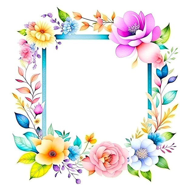 Foto diseño de forma cuadrada del marco de acuarela floral