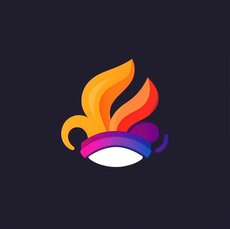 Foto un diseño de fuego con un arco iris