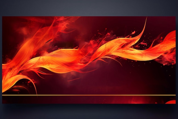 un diseño de fuego con un fondo rojo y un fuego dorado y rojo