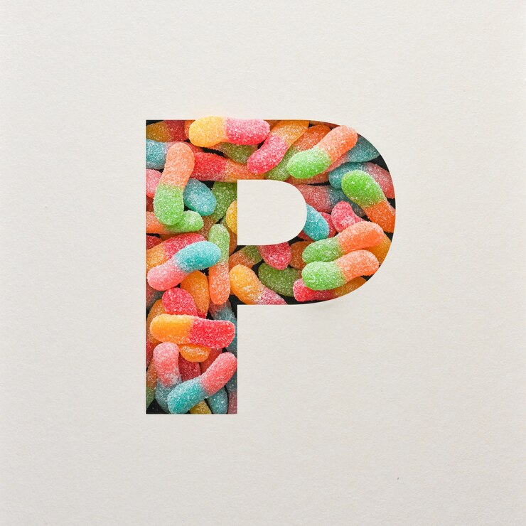 Foto diseño de fuente colorida, fuente de alfabeto abstracto con gelatina, tipografía realista - p
