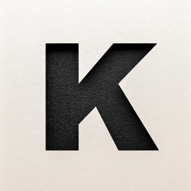 Foto diseño de fuente de cuero negro, fuente de alfabeto abstracto, tipografía realista - k