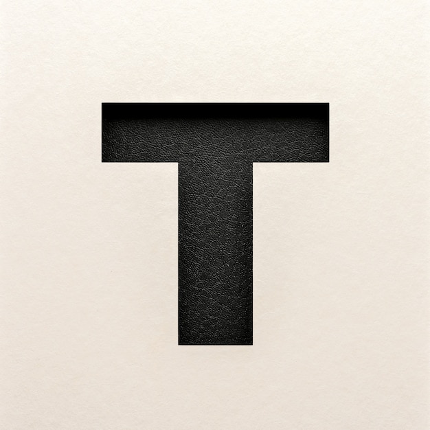 Diseño de fuente de cuero negro, fuente de alfabeto abstracto, tipografía realista - T