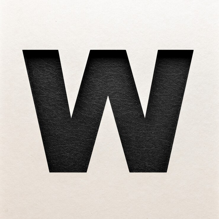 Foto diseño de fuente de cuero negro, fuente de alfabeto abstracto, tipografía realista - w
