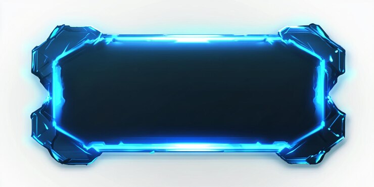 Foto diseño futurista de marco de cristal azul brillante
