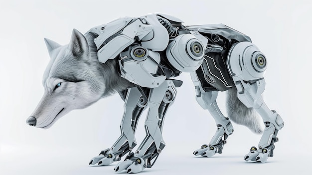 Foto el diseño futurista del robot lobo