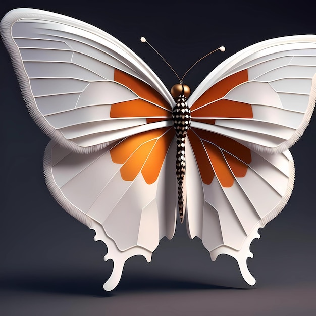 Diseño Geomático De Mariposa Única Blanca Y Naranja Con Piel