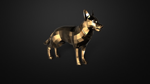 Diseño de geometría de concepto de perro estilo de triángulo origamy