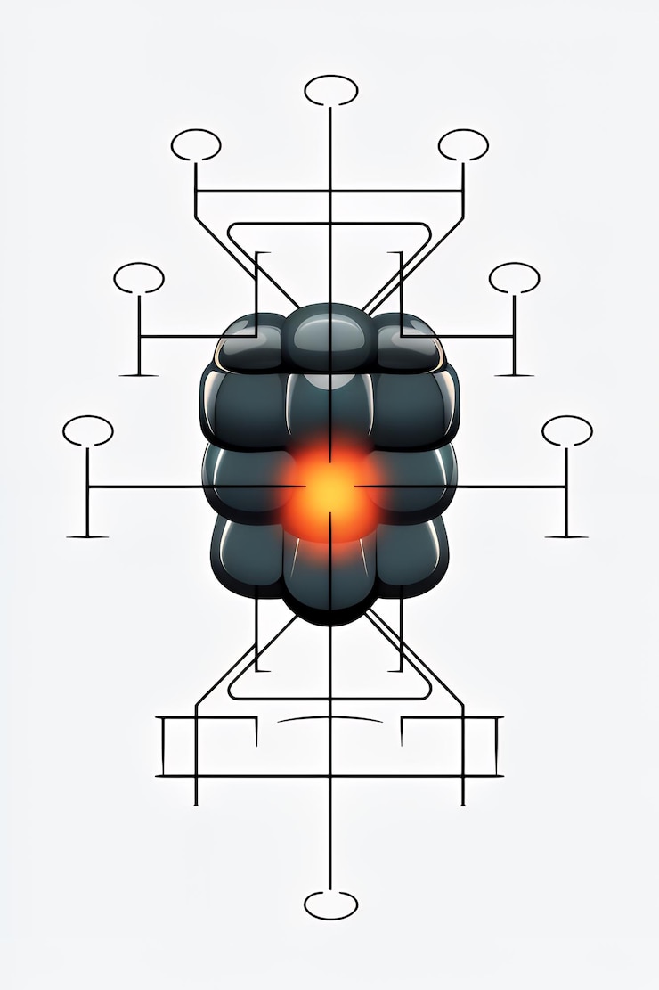 Foto diseño geométrico abstracto con elementos negros y naranjas