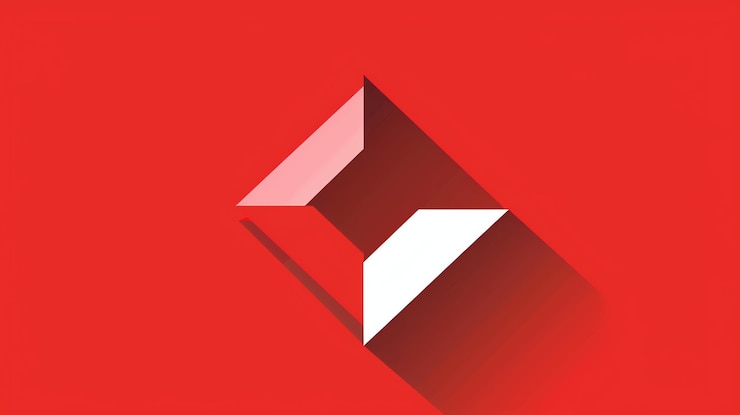 Foto diseño geométrico abstracto con forma blanca sobre fondo rojo