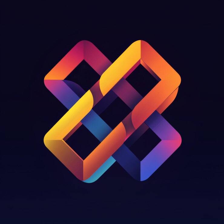 Foto diseño geométrico abstracto con formas entrelazadas en colores vibrantes