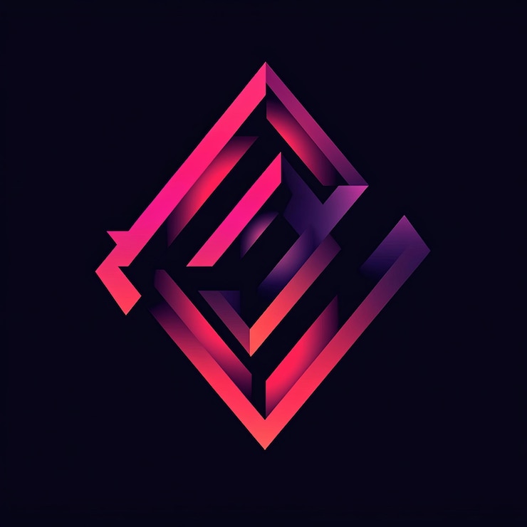 Foto diseño geométrico abstracto púrpura y rosa en fondo oscuro renderización 3d