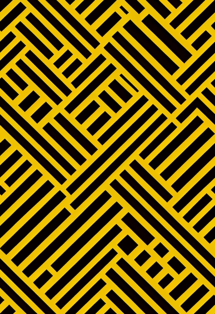 Diseño geométrico decorativo de fondo amarillo y negro 3d ilustrado