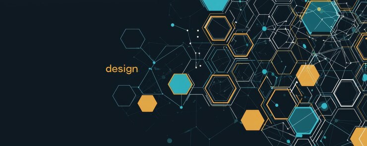 Foto diseño geométrico dinámico en formas hexagonales coloridas