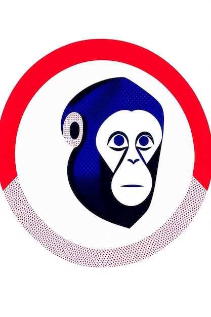 Diseño geométrico de ilustración de mono sobre fondo blanco.