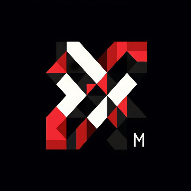 Foto diseño geométrico minimalista letra y en colores rojo y negro