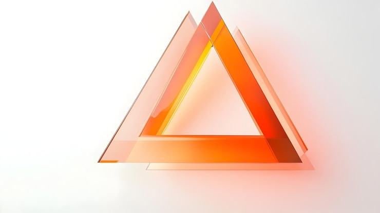Foto diseño geométrico de simplicidad futurista en capas de triángulo transparente naranja mínimo