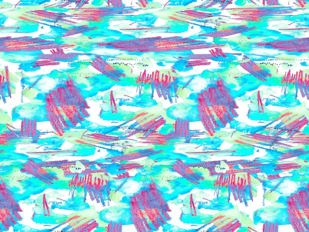 Diseño geométrico de tela de acuarela. Ilustración de textura vintage verde y rojo. Acuarela de patrones sin fisuras. Azulejo fluido sin costuras. Papel psicodélico. Fondo de textura abstracta.