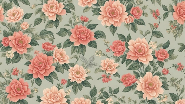 Y diseño geométrico textil digital con flores vintage