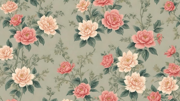 Y diseño geométrico textil digital con flores vintage