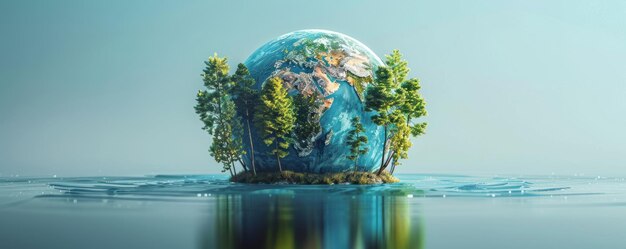 diseño de globo en 3D que muestra el contraste entre las áreas de forestación y de deforestación